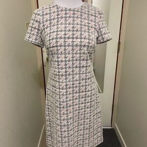 Calvin Klein Black, pink and White Houndstooth Mini Dress